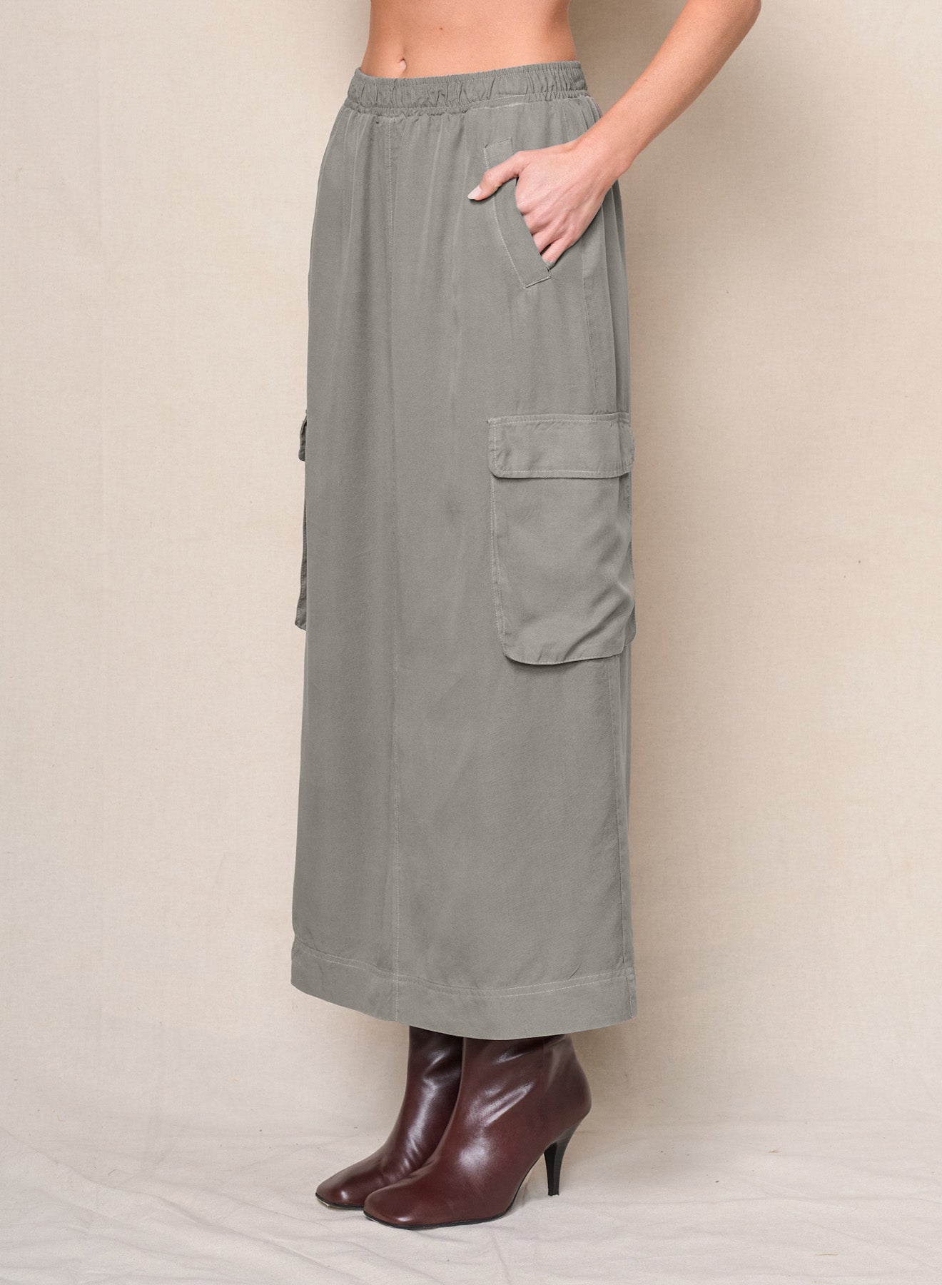 Stateside Drapey Cargo Skirt - Thyme Green, photo 3 of 3