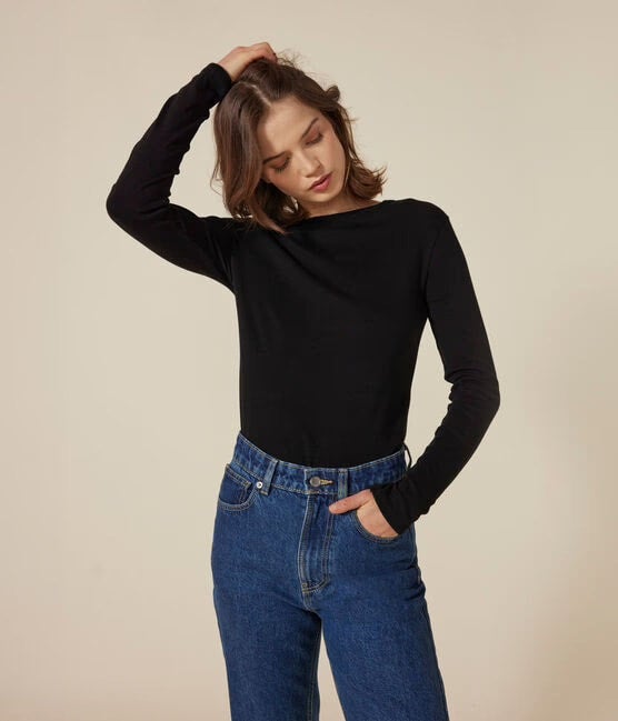 Petit Bateau Iconic Round Neck L/S Tee - Black, photo 6 of 8