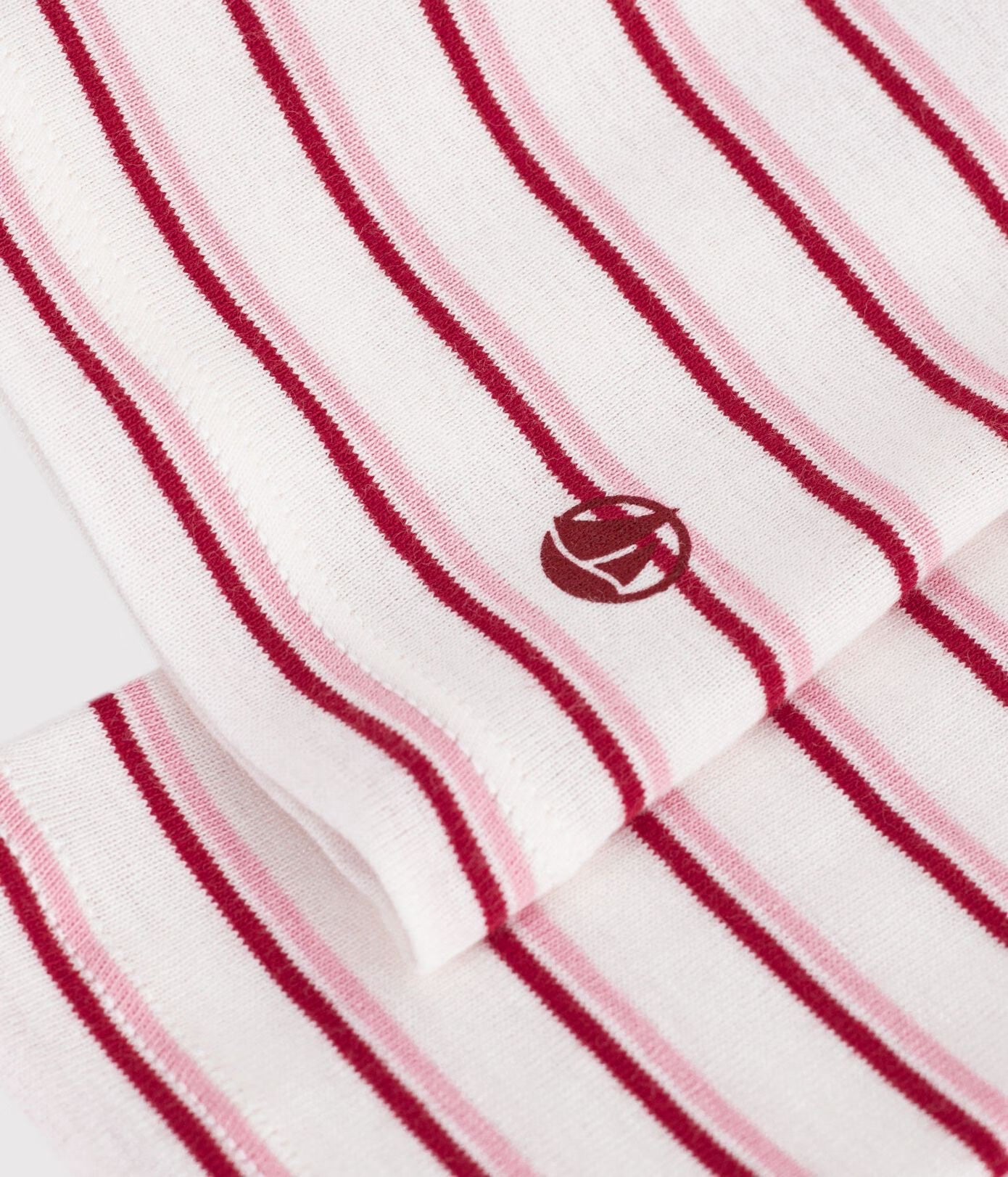 Petit Bateau Round Neck L/S Stripe Tee - White/Pink/Red, photo 3 of 3