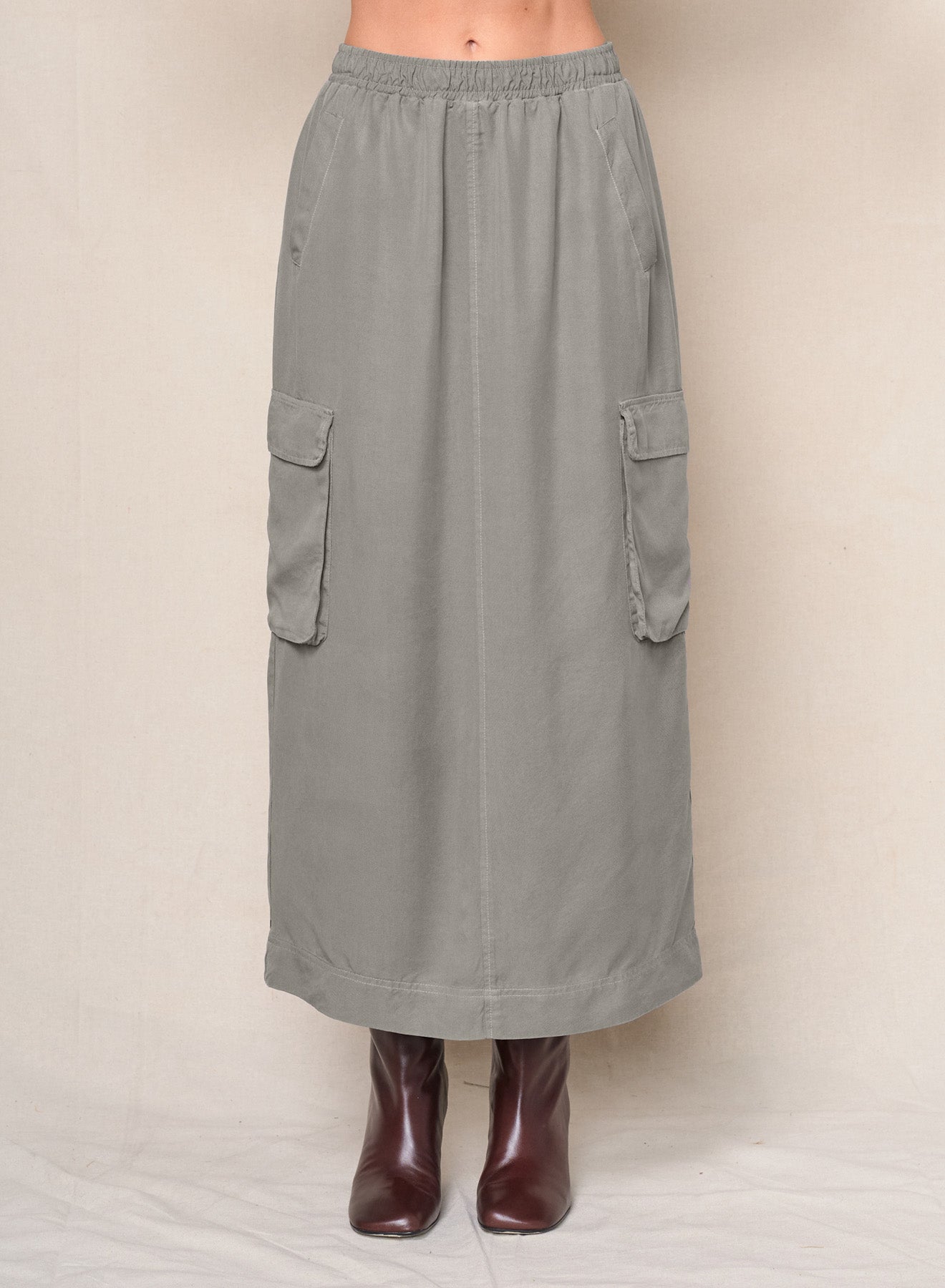Stateside Drapey Cargo Skirt - Thyme Green, photo 1 of 3
