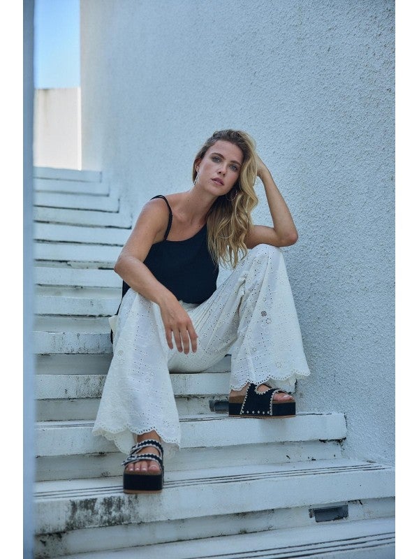 See U Soon Embroidered Eyelet Pant - Ecru, photo 6 of 8