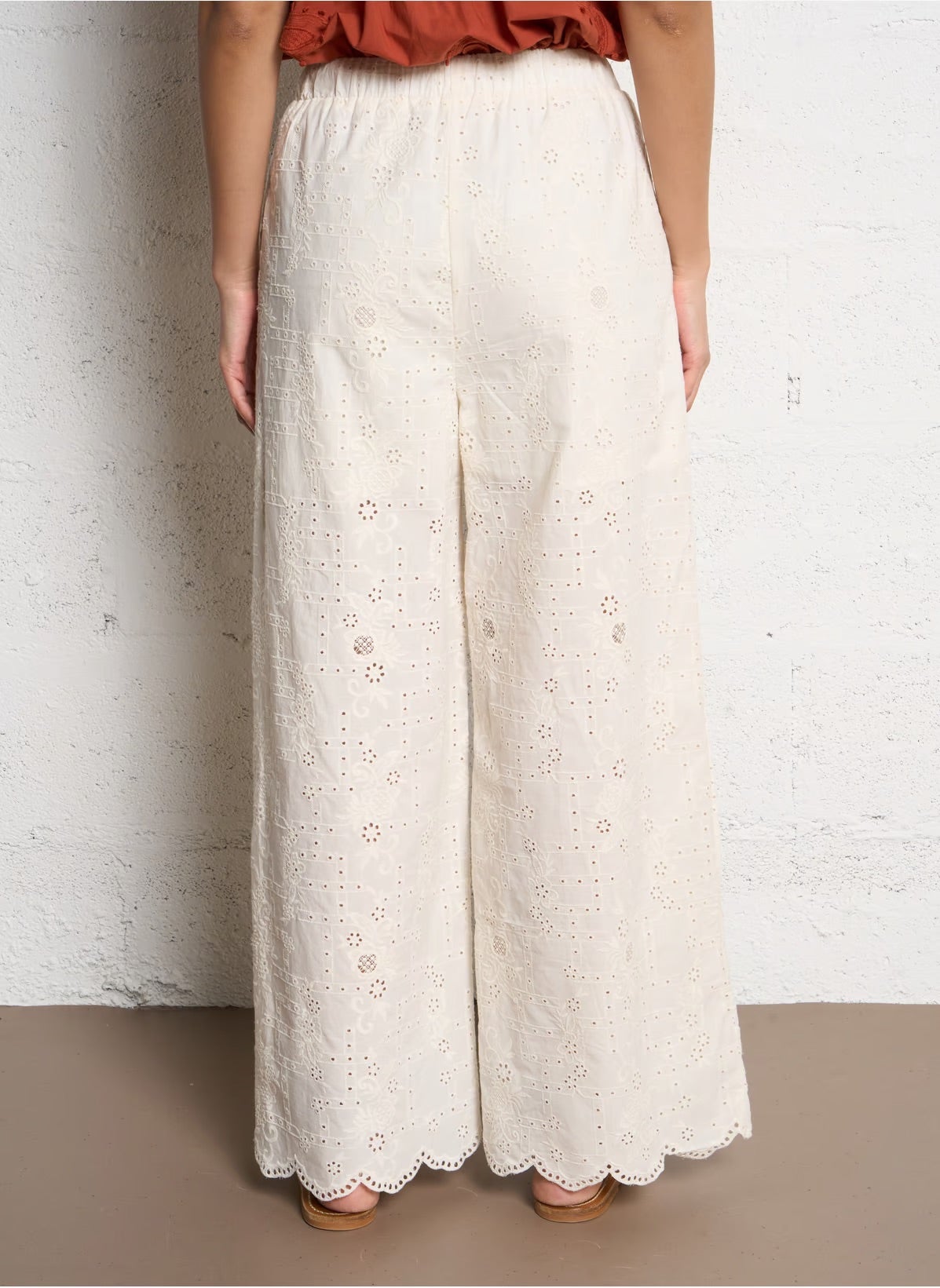 See U Soon Embroidered Eyelet Pant - Ecru, photo 5 of 8