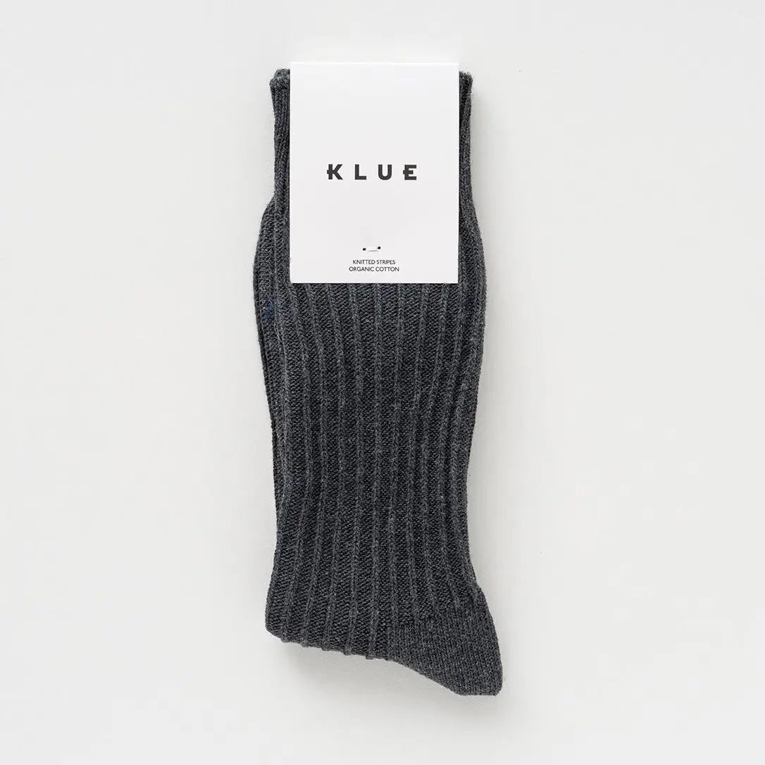 Klue Organic Cotton Solid Knitted Stripes Socks - Anthracite, photo 1 of 2