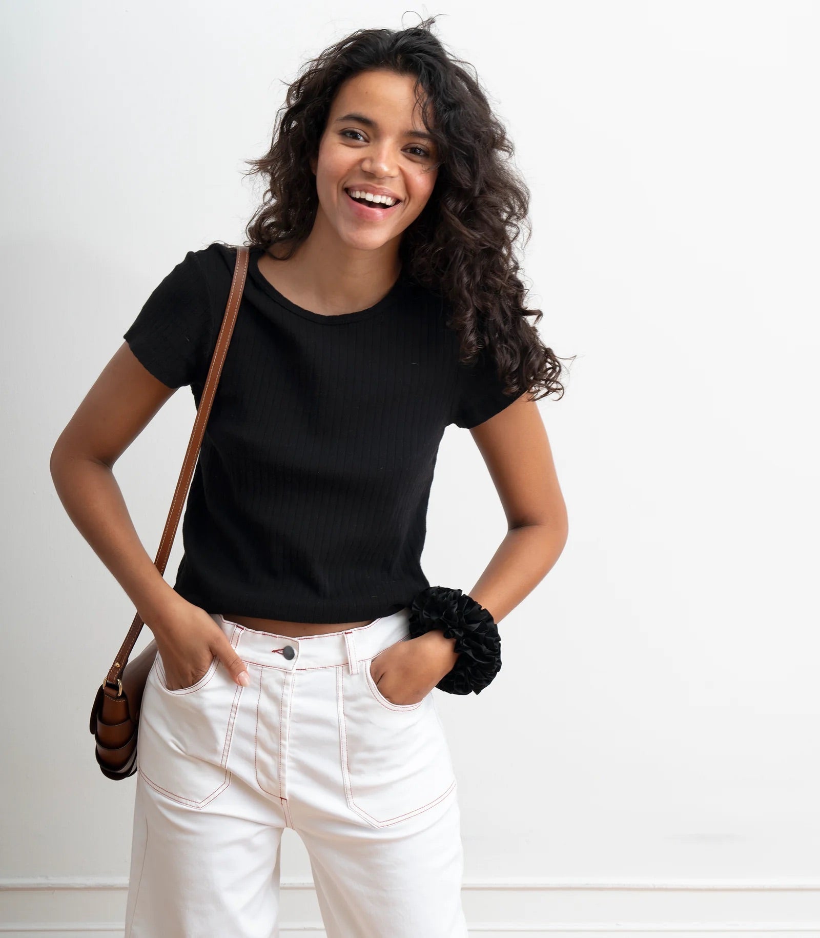Loup Simone Wide Leg Crop Jean - White/Red, photo 4 of 8