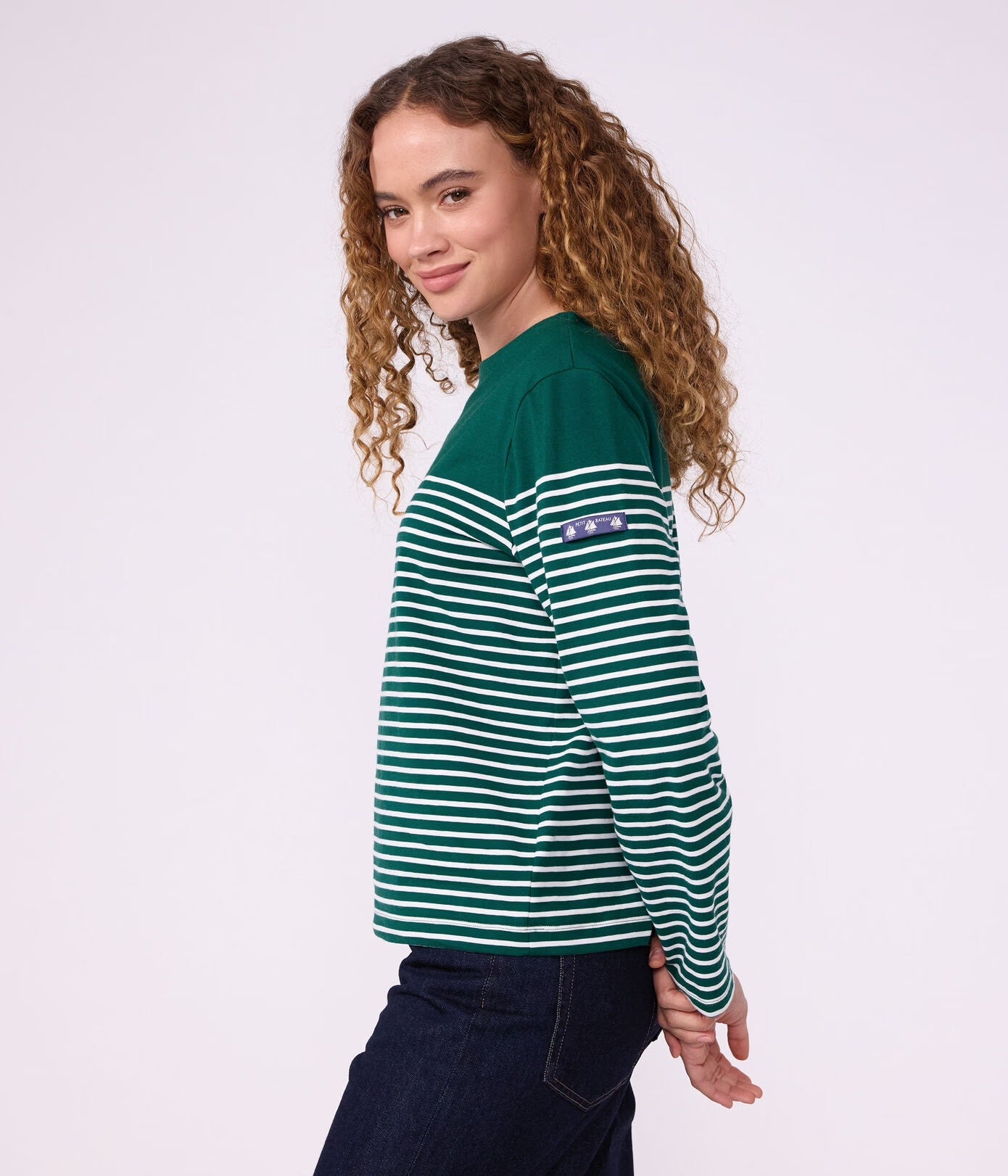Petit Bateau Breton Stripe Top - Green/White, photo 2 of 6