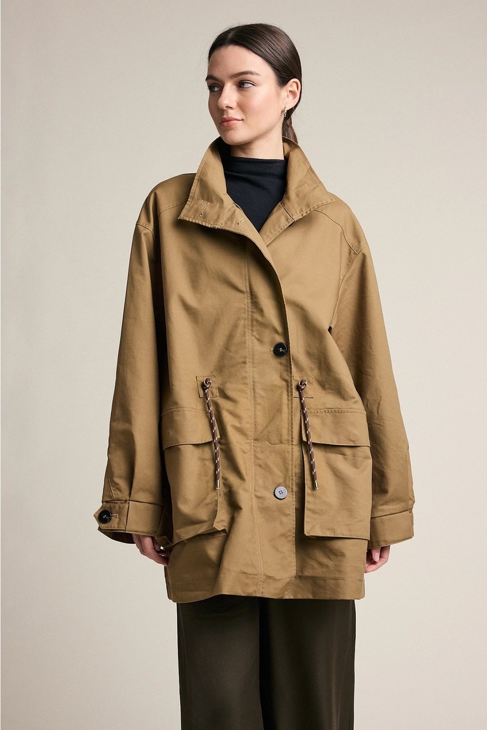 Raisonnel Stand Collar Field Jacket - Olive Brown, photo 2 of 6