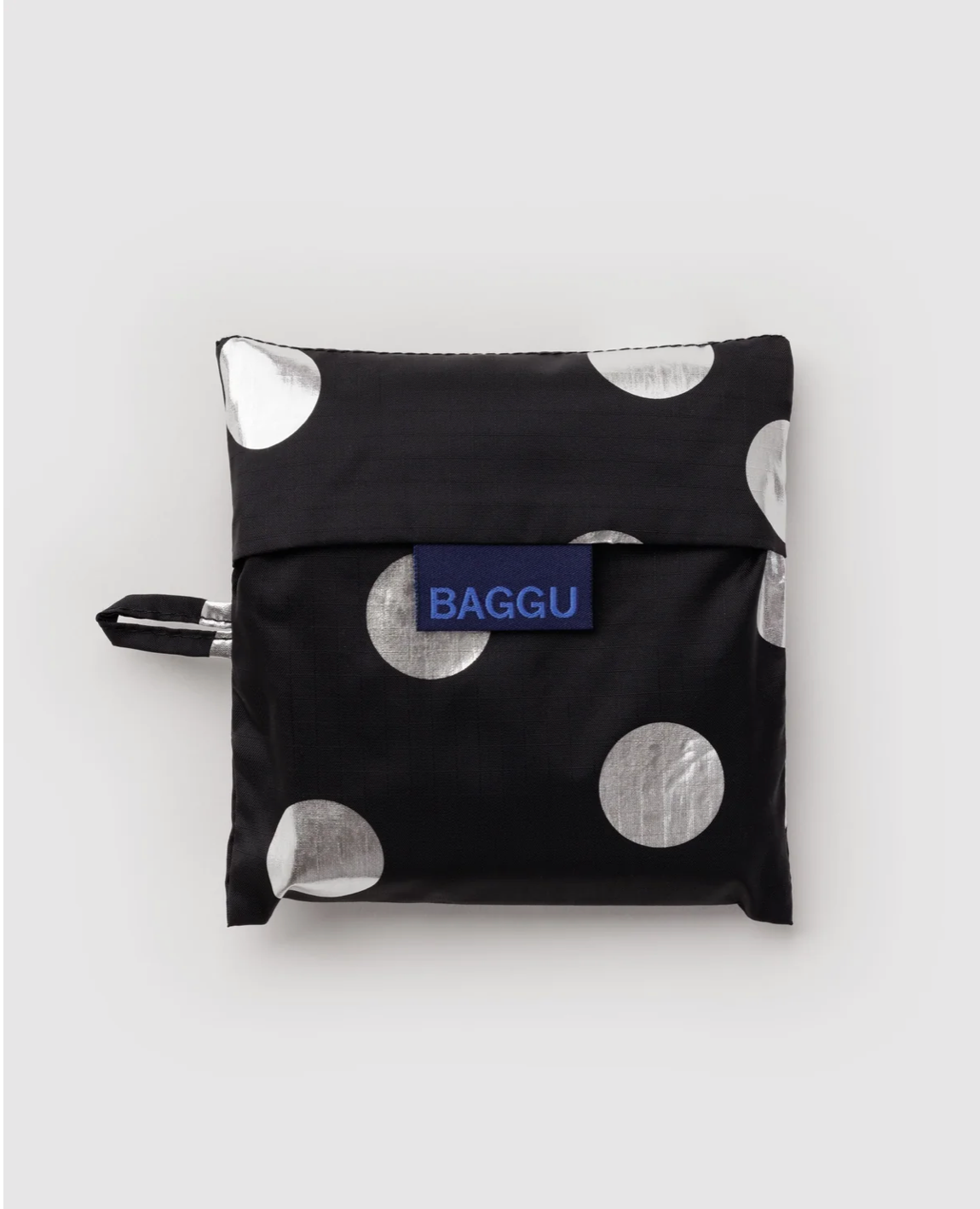 BAGGU Reusable Shopping Tote - Black with Silver Metallic Polka Dots, photo 3 of 3