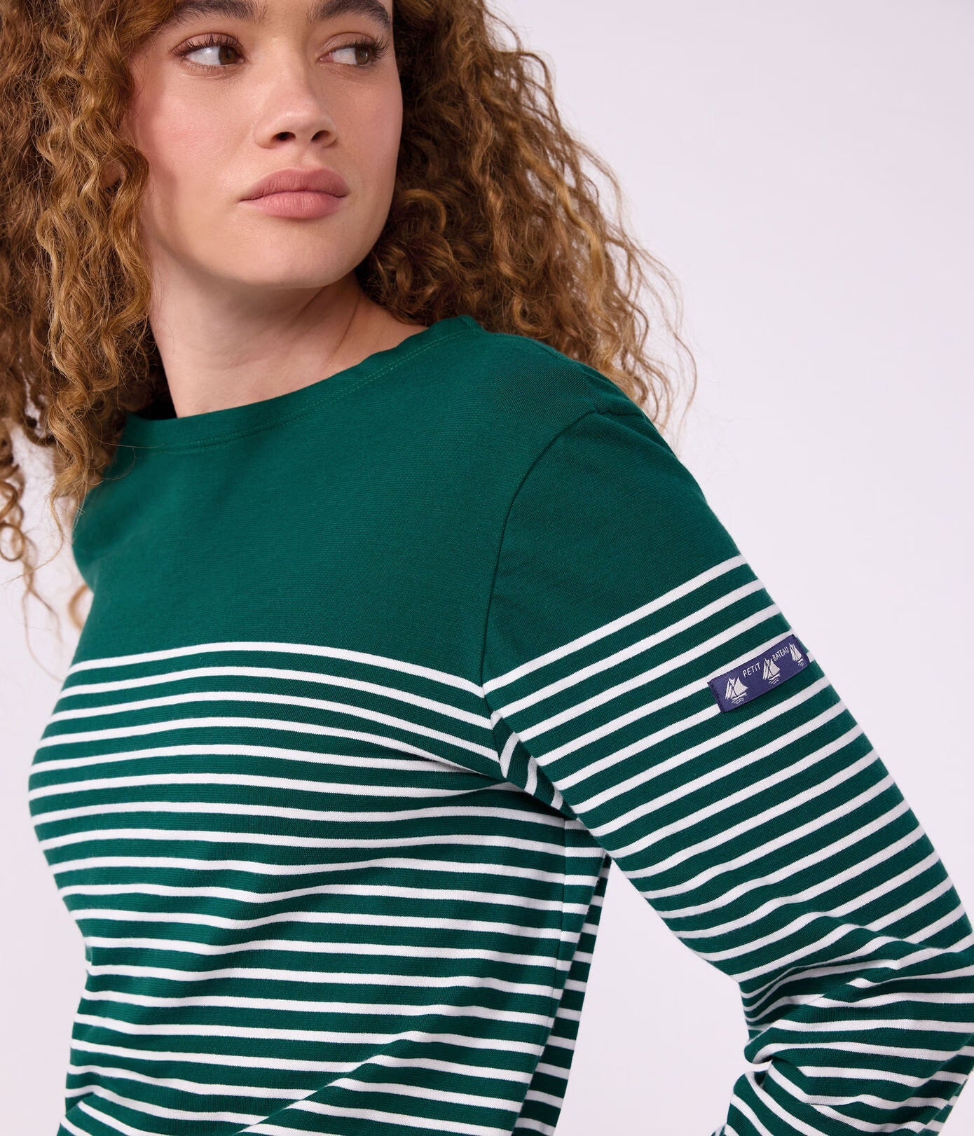 Petit Bateau Breton Stripe Top - Green/White, photo 1 of 6