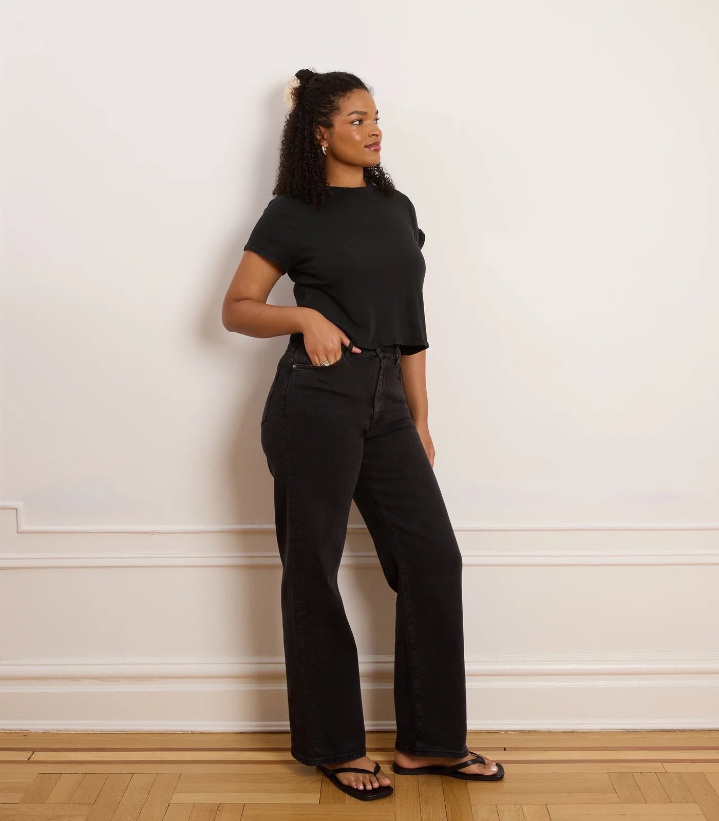 Loup Francois High Rise Wide Leg Jean - Black, photo 7 of 8