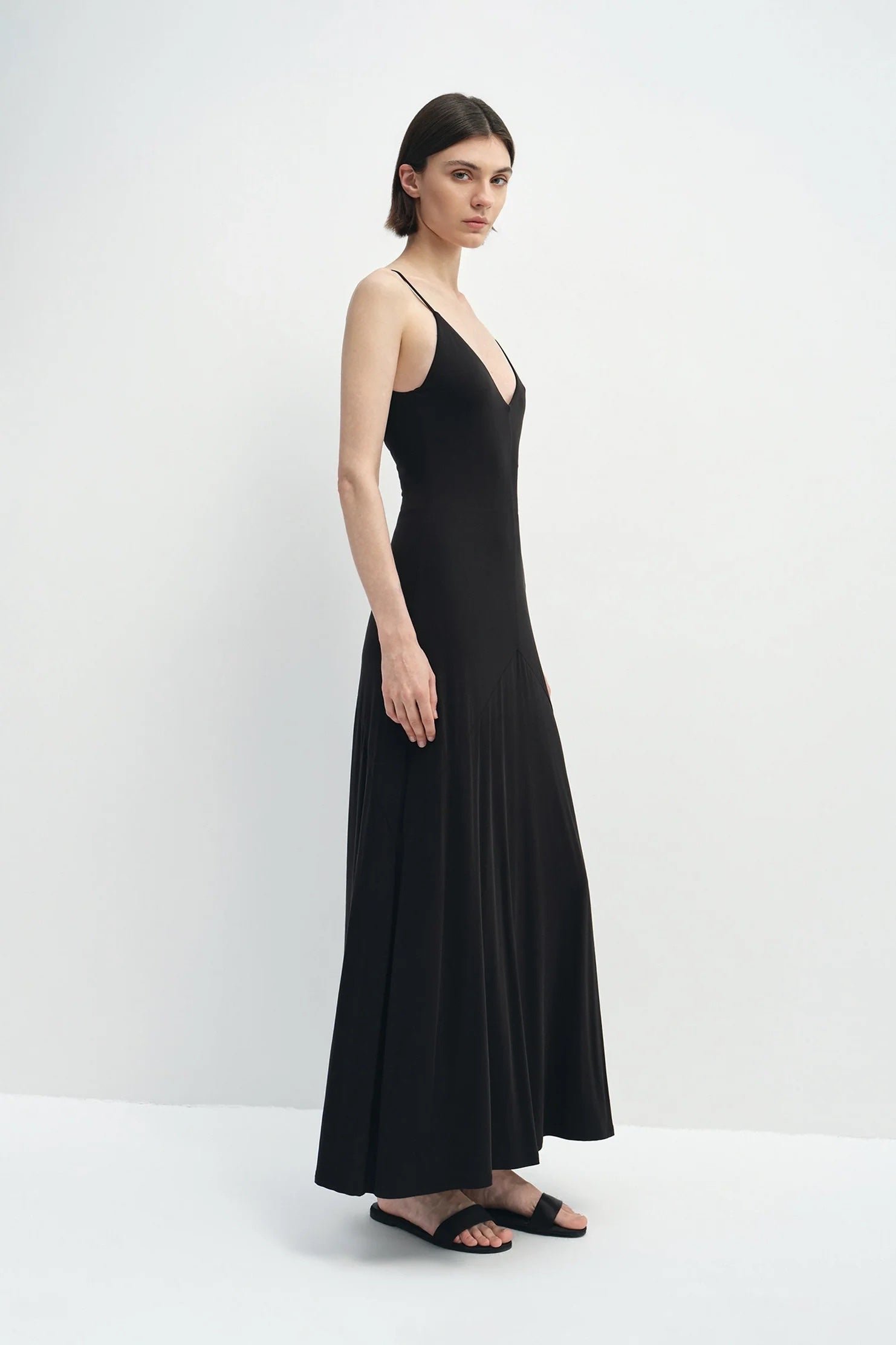 Rue Sophie Solene Jersey Slip Dress - Black, photo 3 of 7