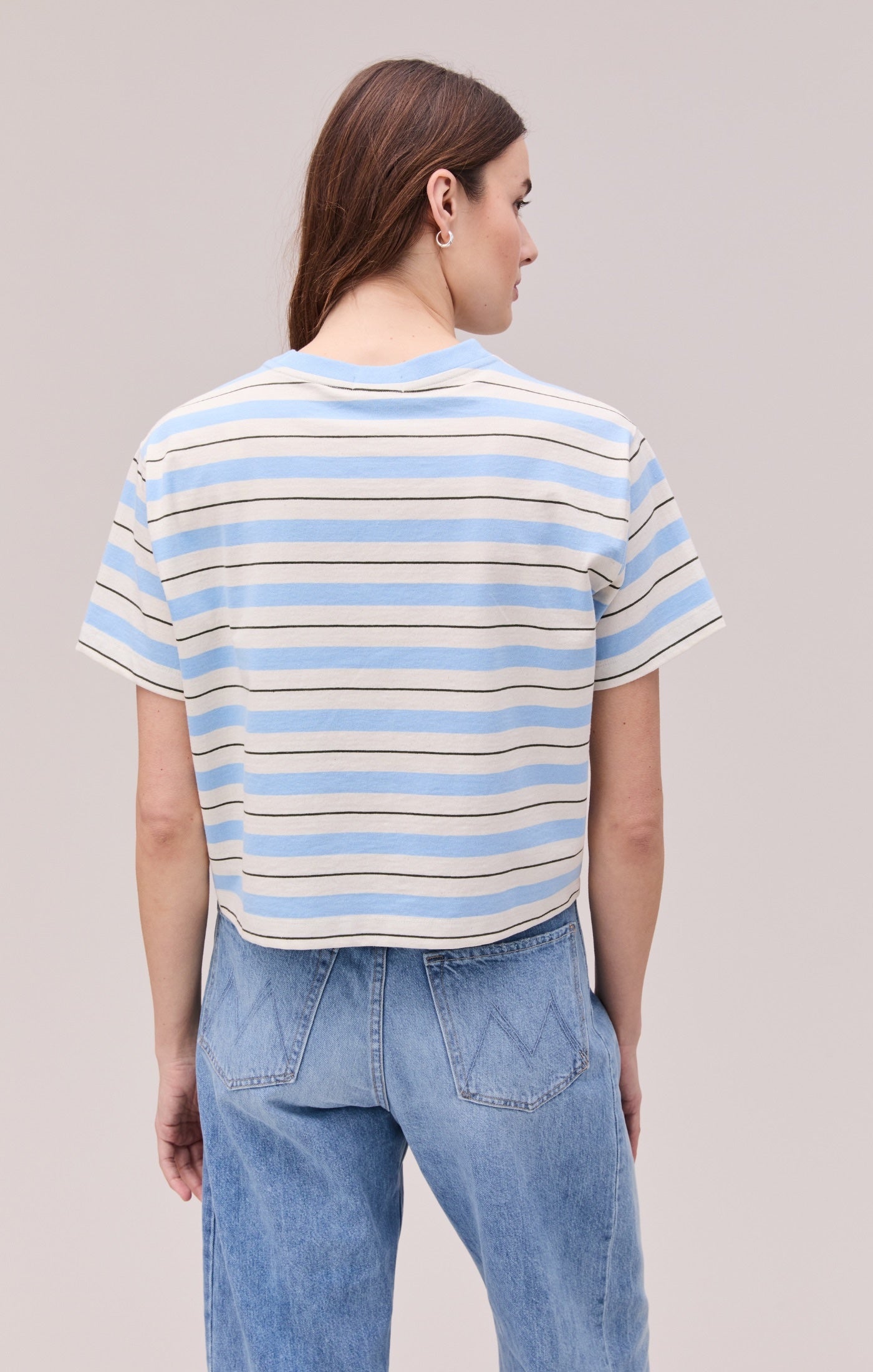 Richer Poorer Recycled Stripe Tee - Chambray Stripe, photo 3 of 3