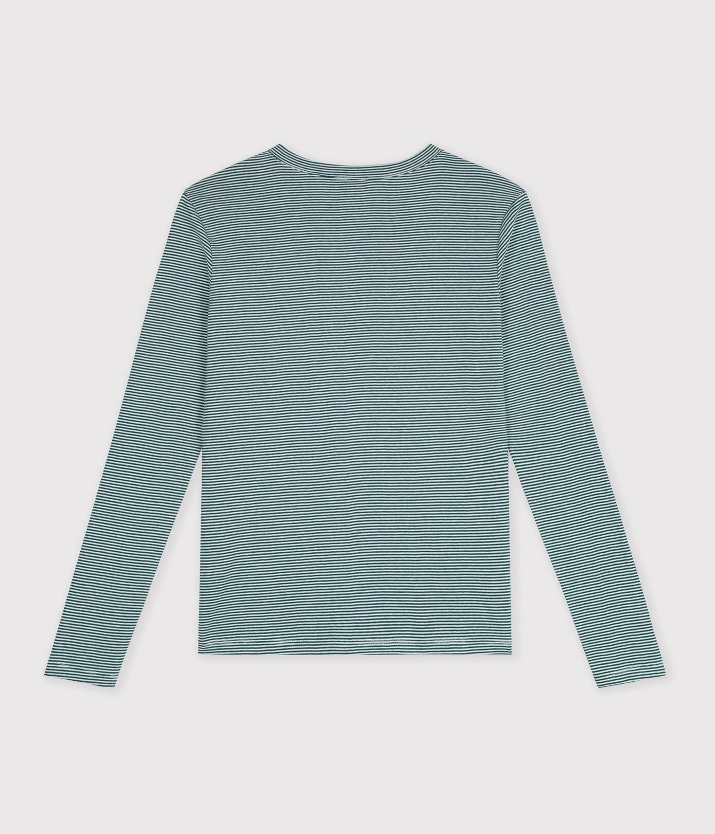 Petit Bateau Micro Stripe L/S Tee - Green/White, photo 3 of 3