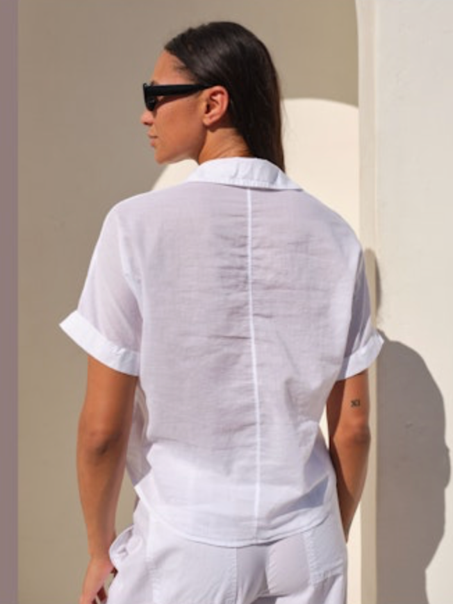 Stateside Voile Dolman Short Sleeve Shirt - White, photo 3 of 4