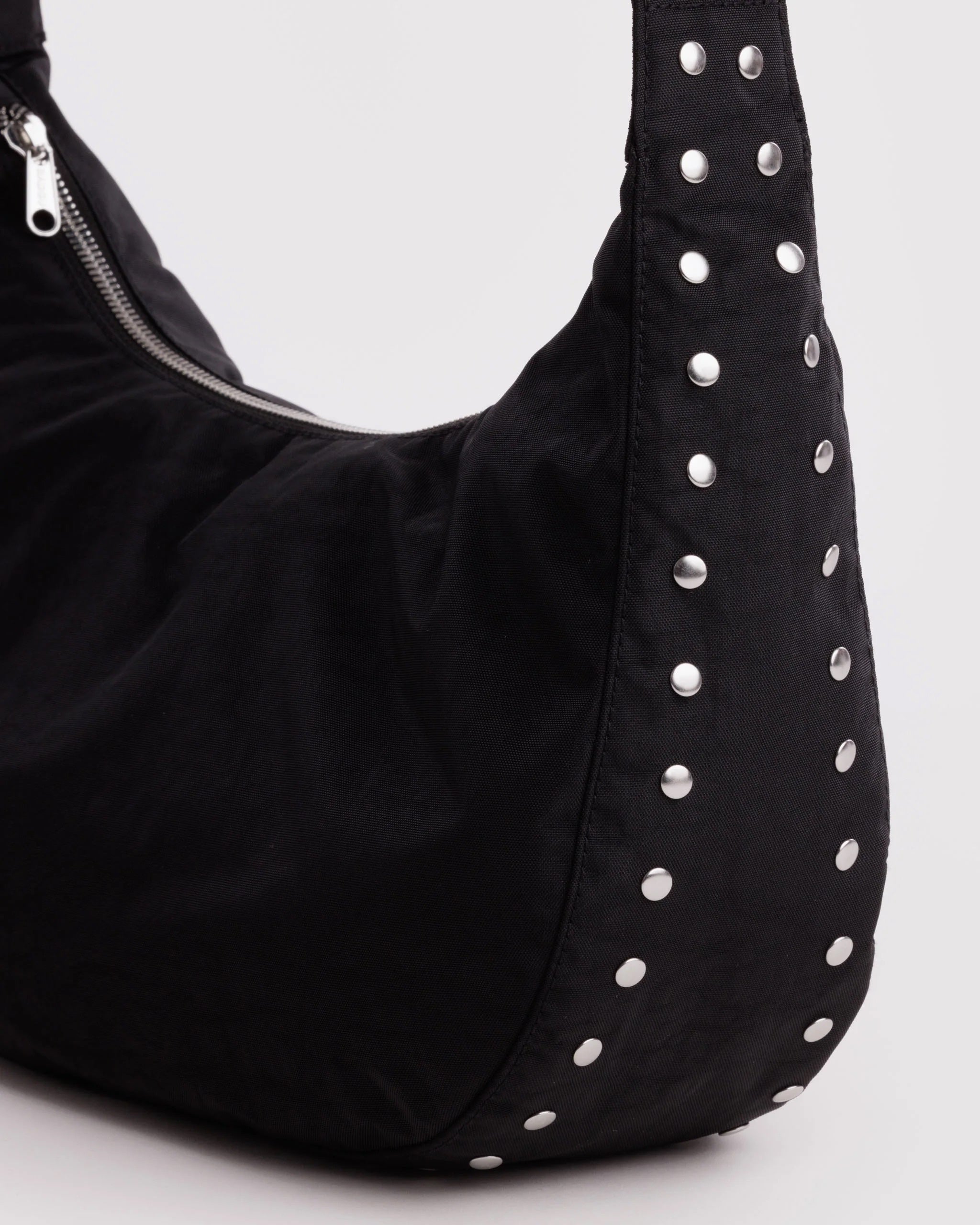 BAGGU Medium Nylon Crescent Bag - Black with Studs, photo 2 of 2