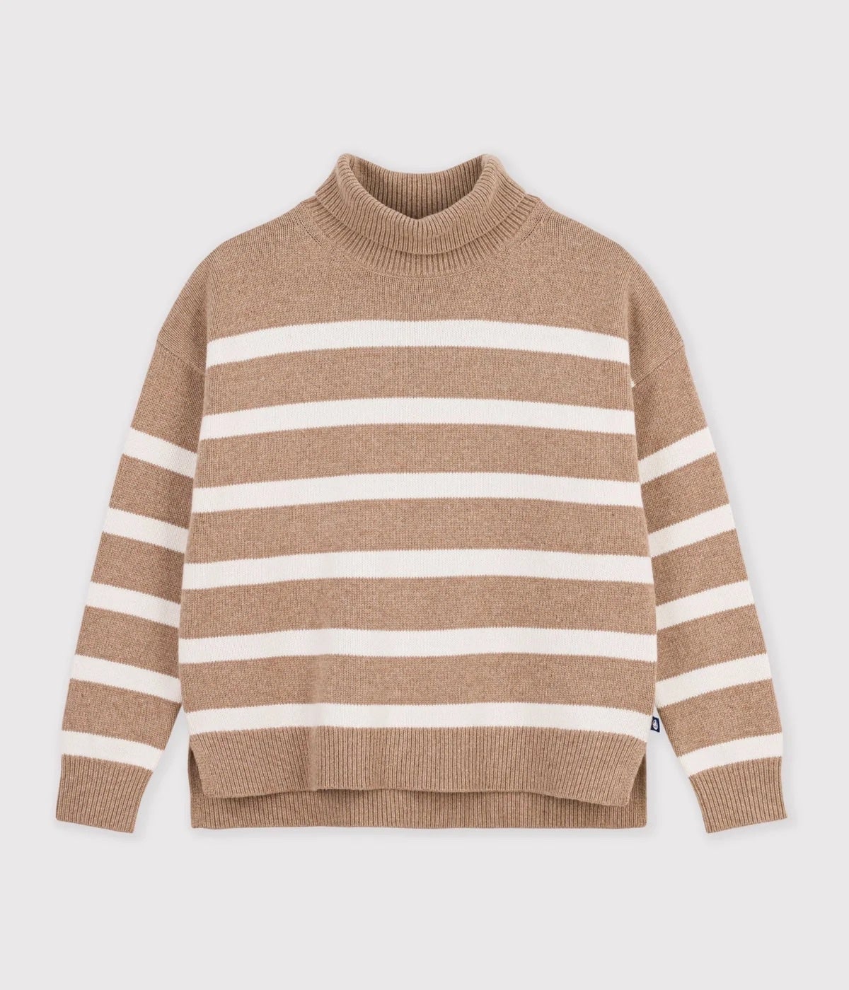 Petit Bateau Striped Turtleneck Sweater - Khaki/Cream, photo 4 of 6