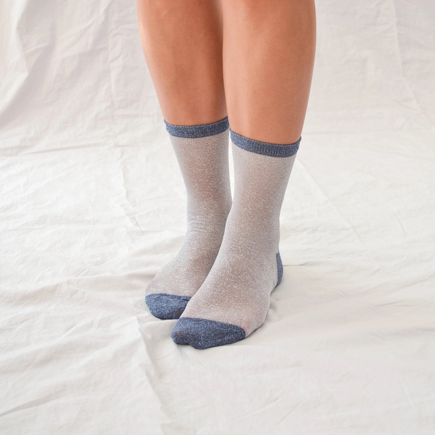Hooray Sock Co. Broadway Sheer Crew Sock - Silver, photo 2 of 3