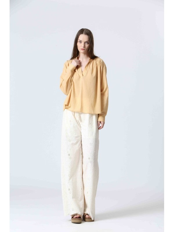 See U Soon Embroidered Eyelet Pant - Ecru, photo 8 of 8