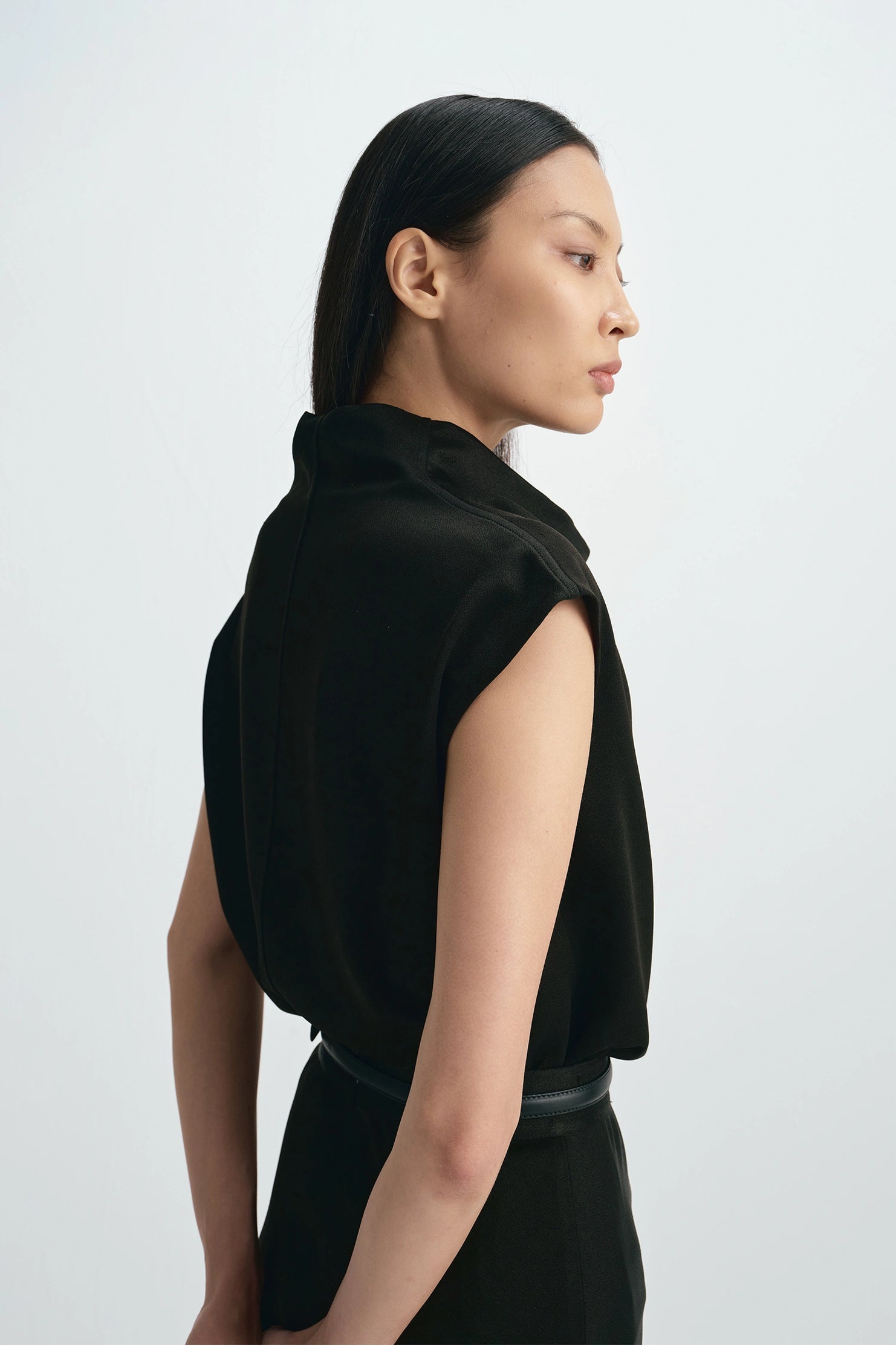 Rue Sophie Sleeveless Tess Cowl Neck Top - Black, photo 7 of 8