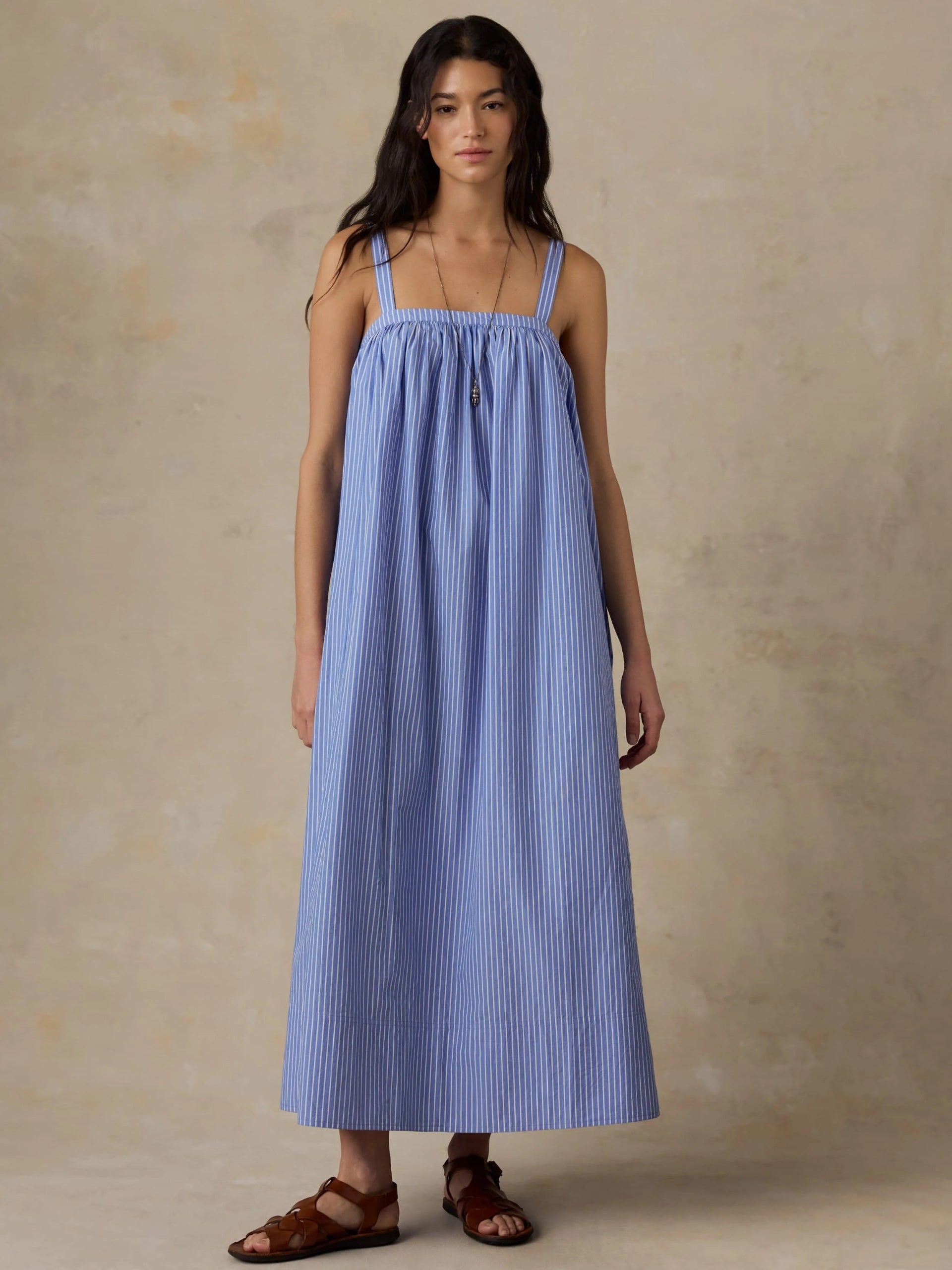 Faherty Coastal Poplin Emmy Dress - Deepwater Stripe, photo 2 of 6