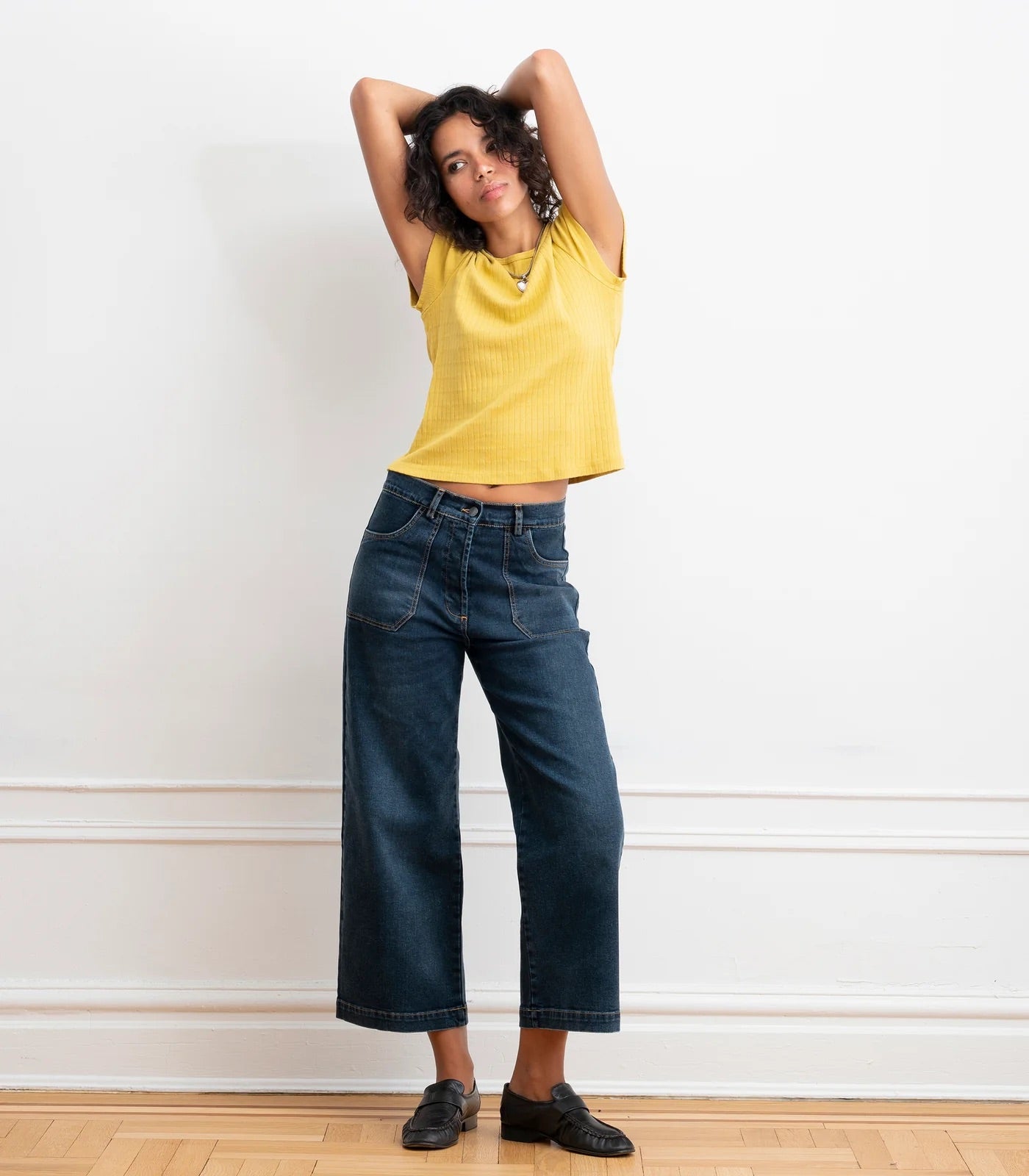 Loup Simone Wide Leg Crop Jean - Cowboy Wash, photo 2 of 8