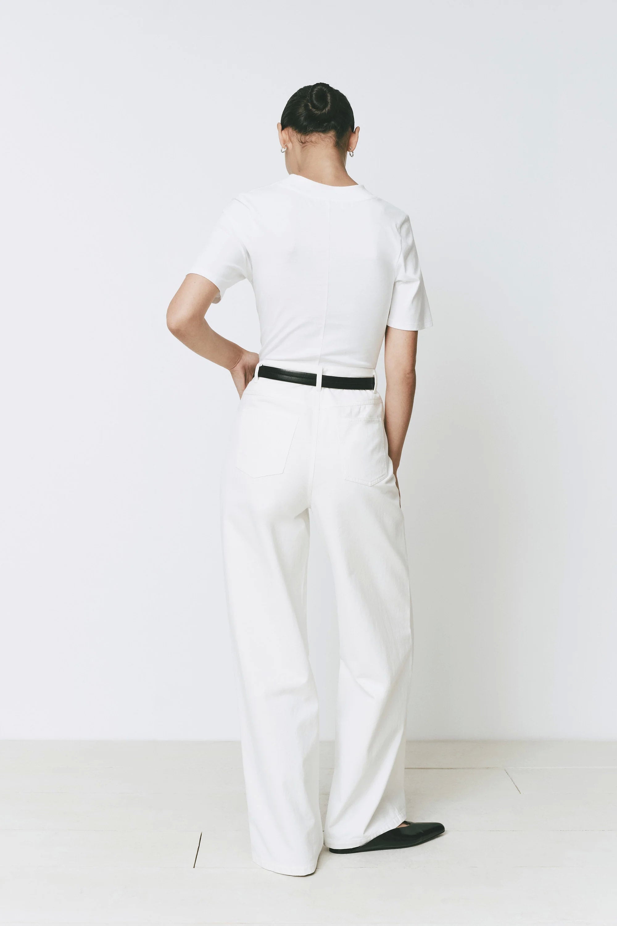 Rue Sophie Galerie Wide Leg Twill Trouser - Cream, photo 7 of 7