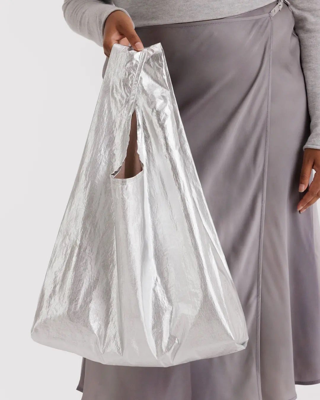 BAGGU Reusable Shopping Tote - Chrome Metallic, photo 3 of 3