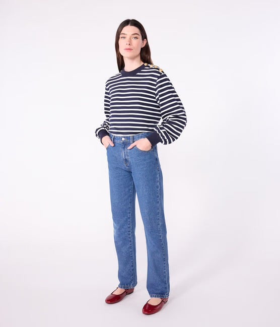 Petit Bateau Breton Stripe Sweatshirt - Navy/White, photo 3 of 3