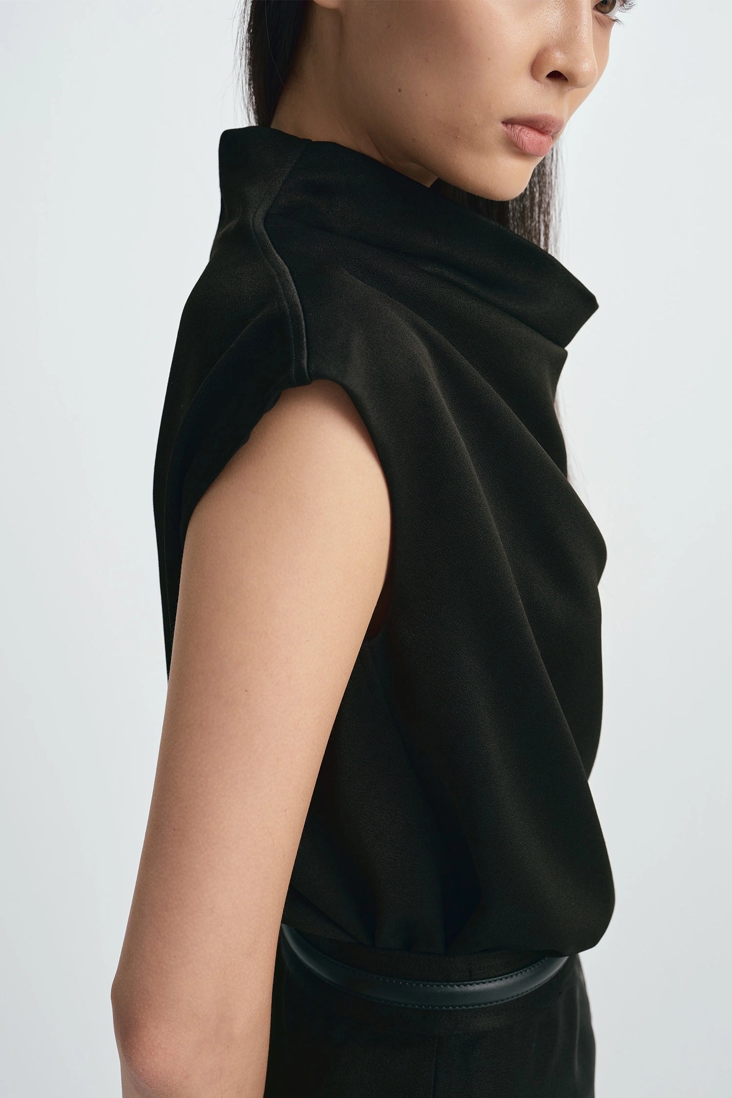 Rue Sophie Sleeveless Tess Cowl Neck Top - Black, photo 8 of 8