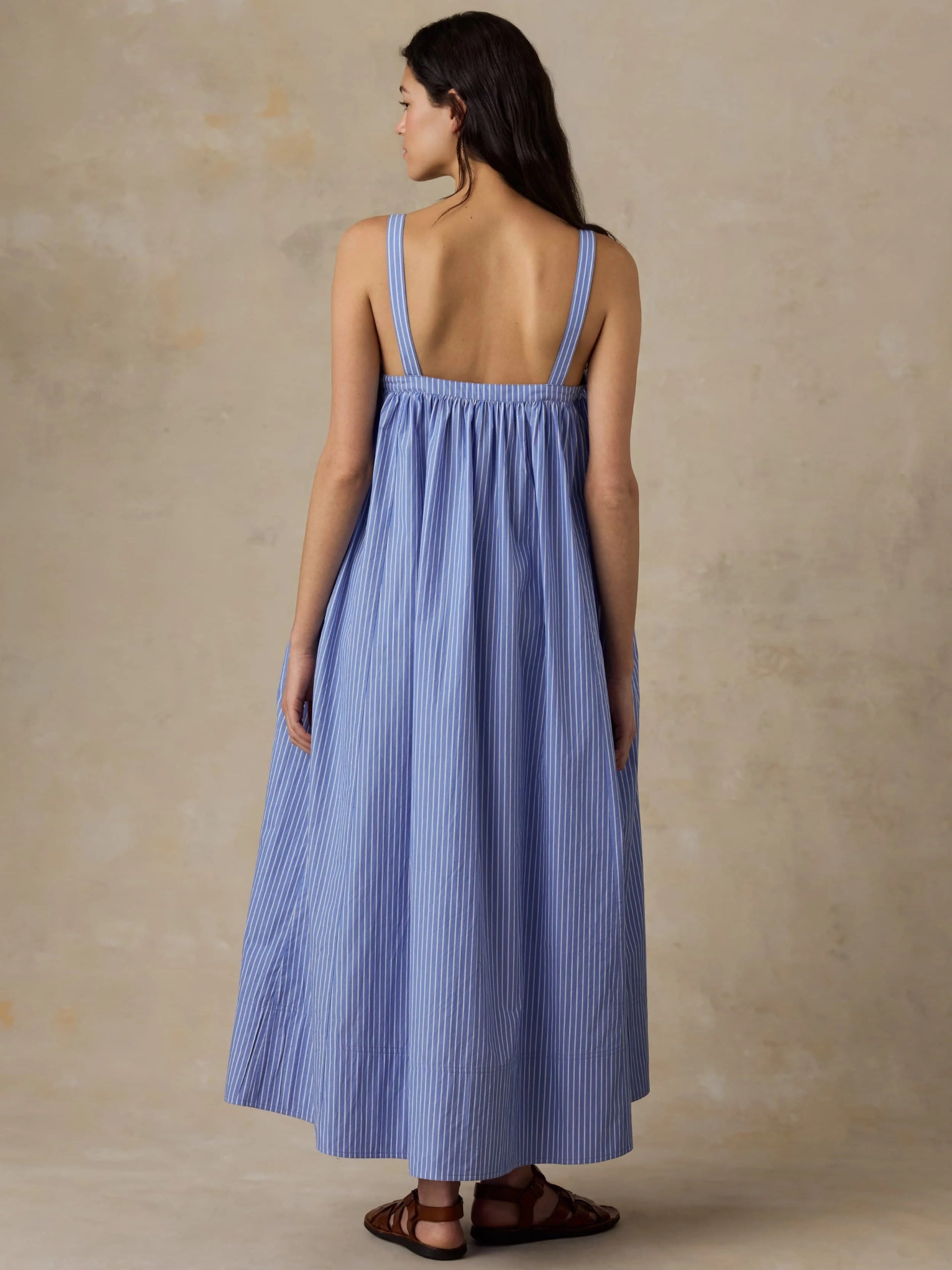Faherty Coastal Poplin Emmy Dress - Deepwater Stripe, photo 3 of 6