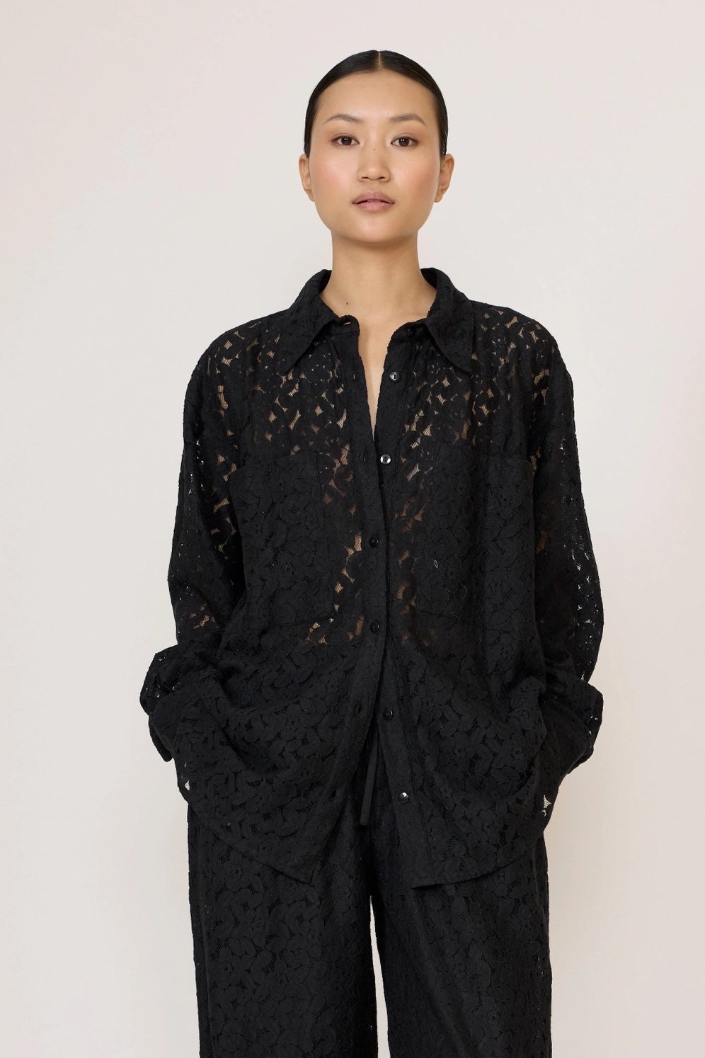Laude Lace Everything Shirt - Black, photo 1 of 4