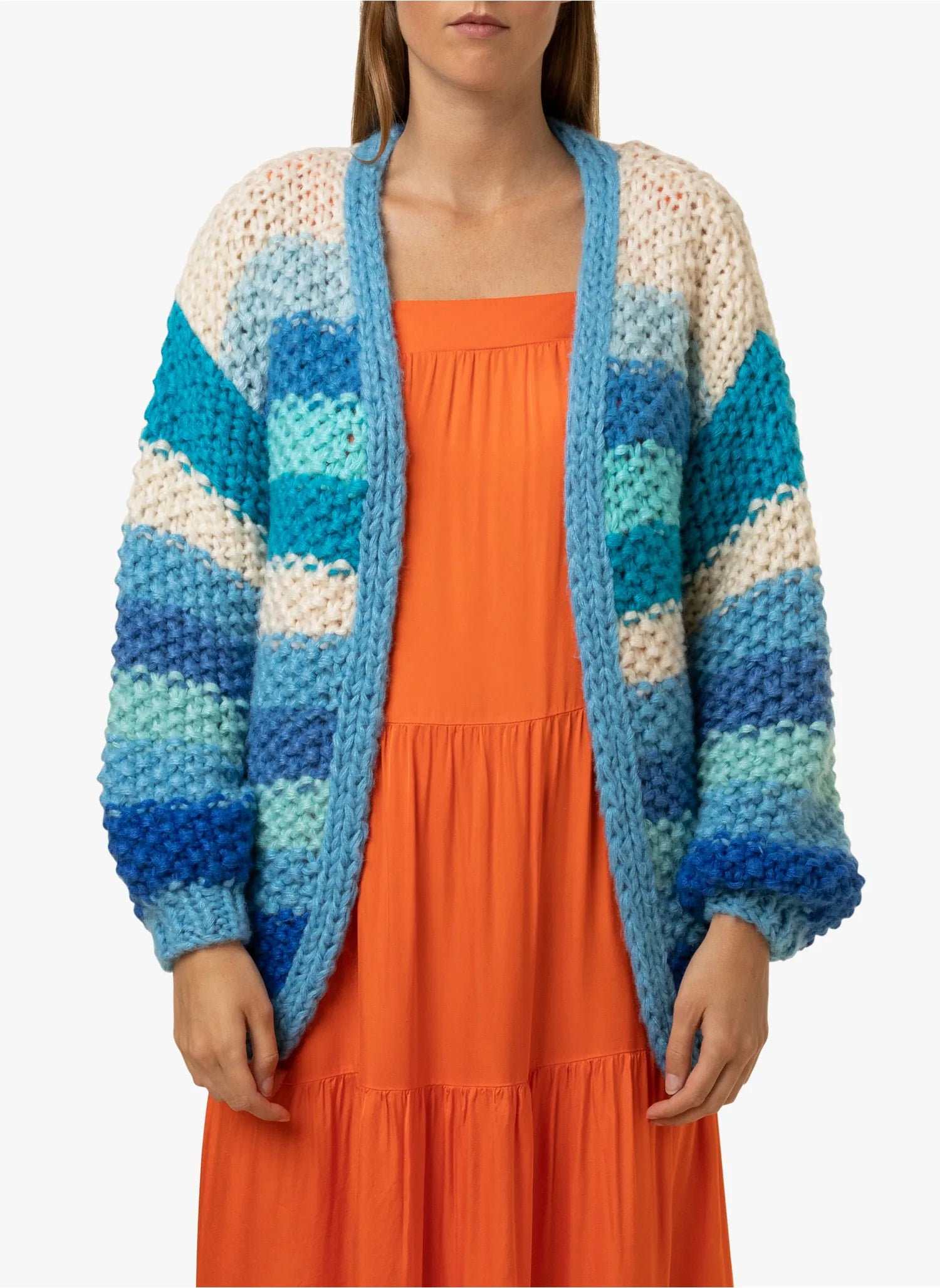 Blue striped cardigan sale