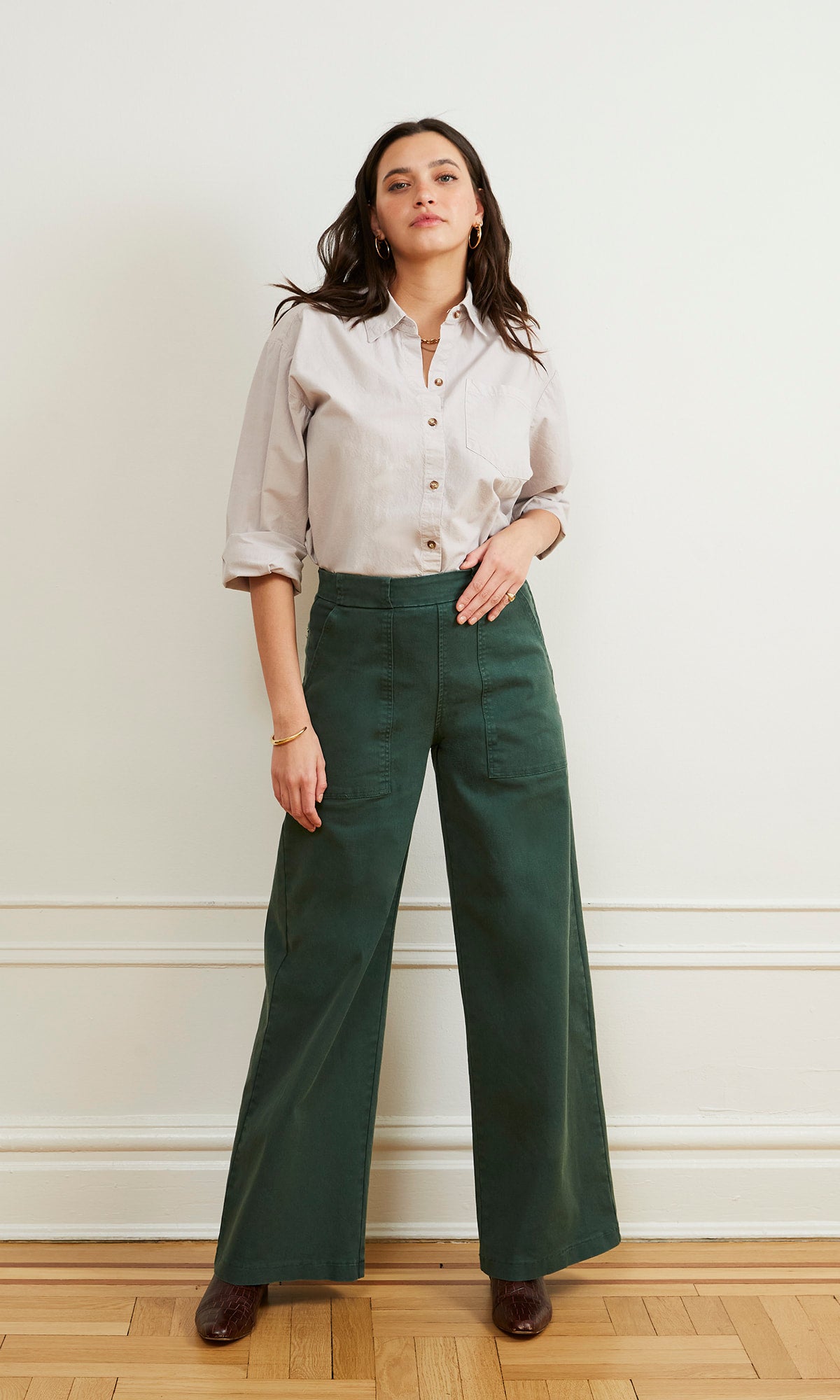 Hunter green wide leg store pants